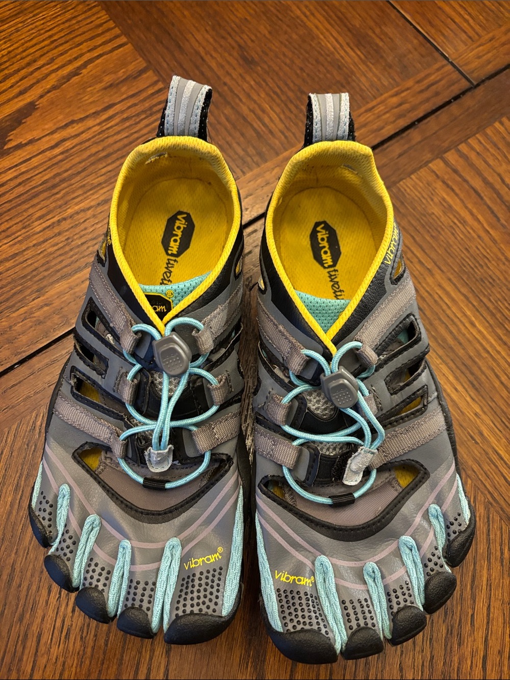 Vibram Five Fingers TrekSport Black/Gray/Yellow/Teal Size 39 Barefoot Running